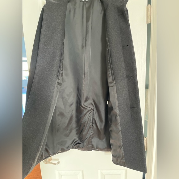 Theory Belvin Melton-Textured Wool-Blend Coat - Dark Charcoal - Small - Picture 9 of 10